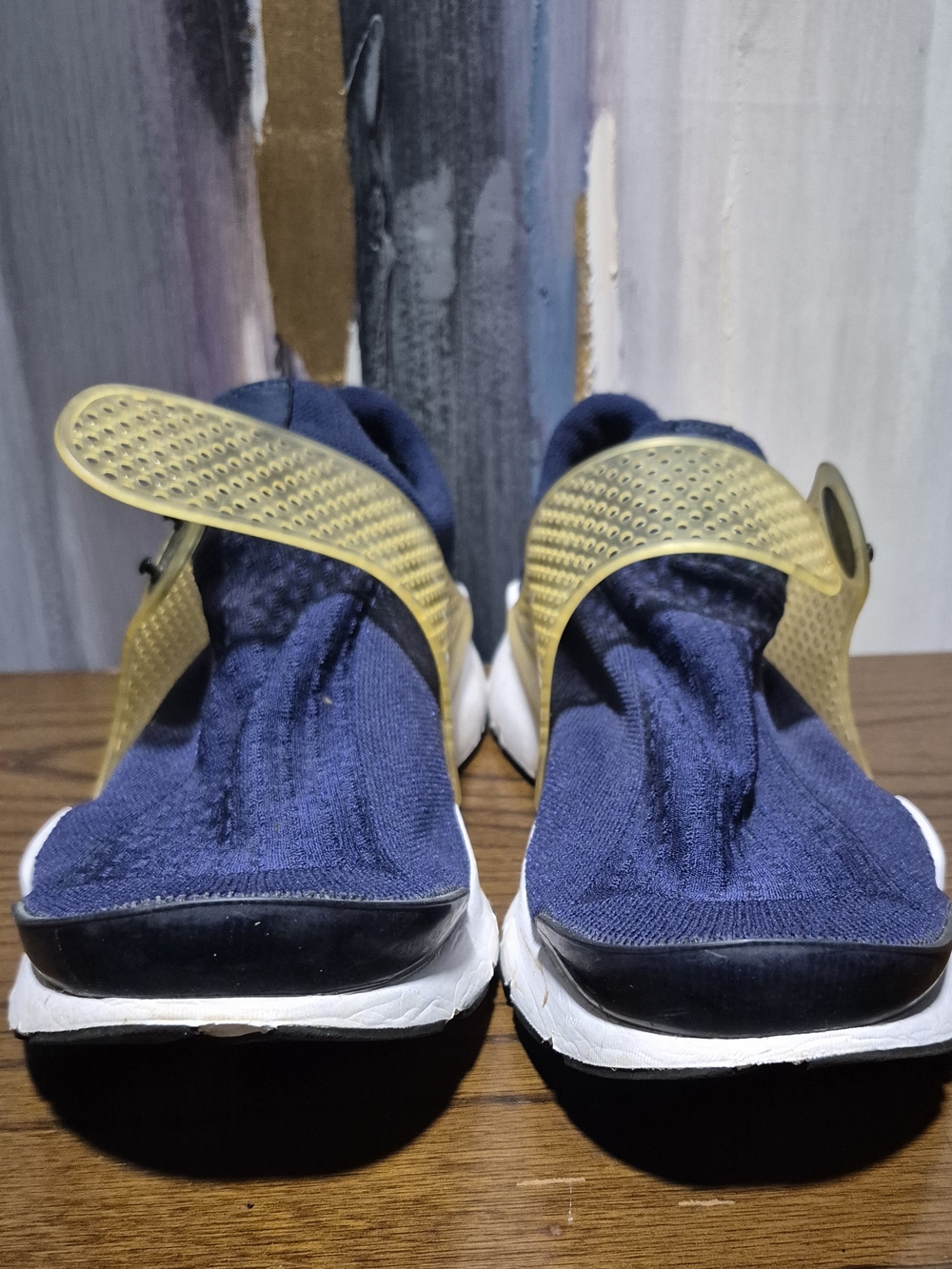 Men's Nike Navy and Gold Slip-On Sandals